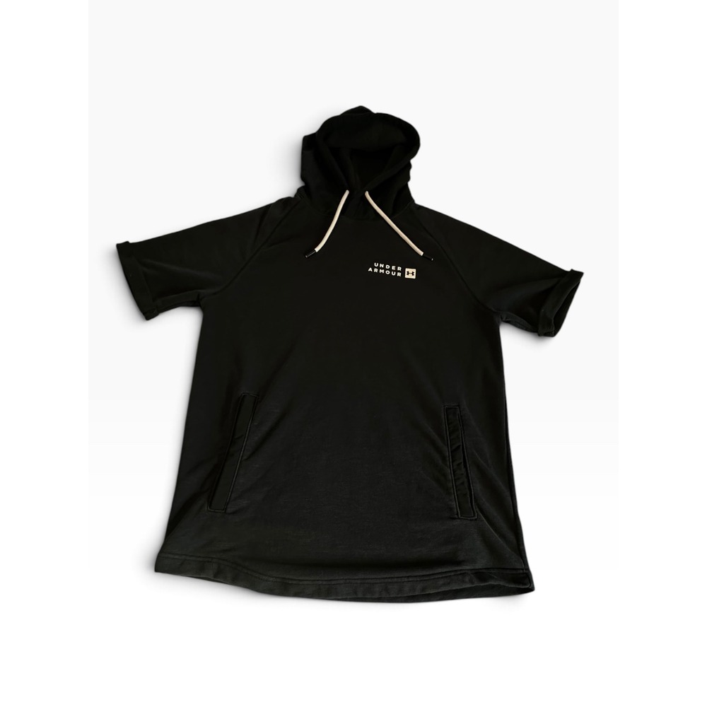 Under Armour Short Sleeve Hoodie Mens Medium Black HeatGear Pullover